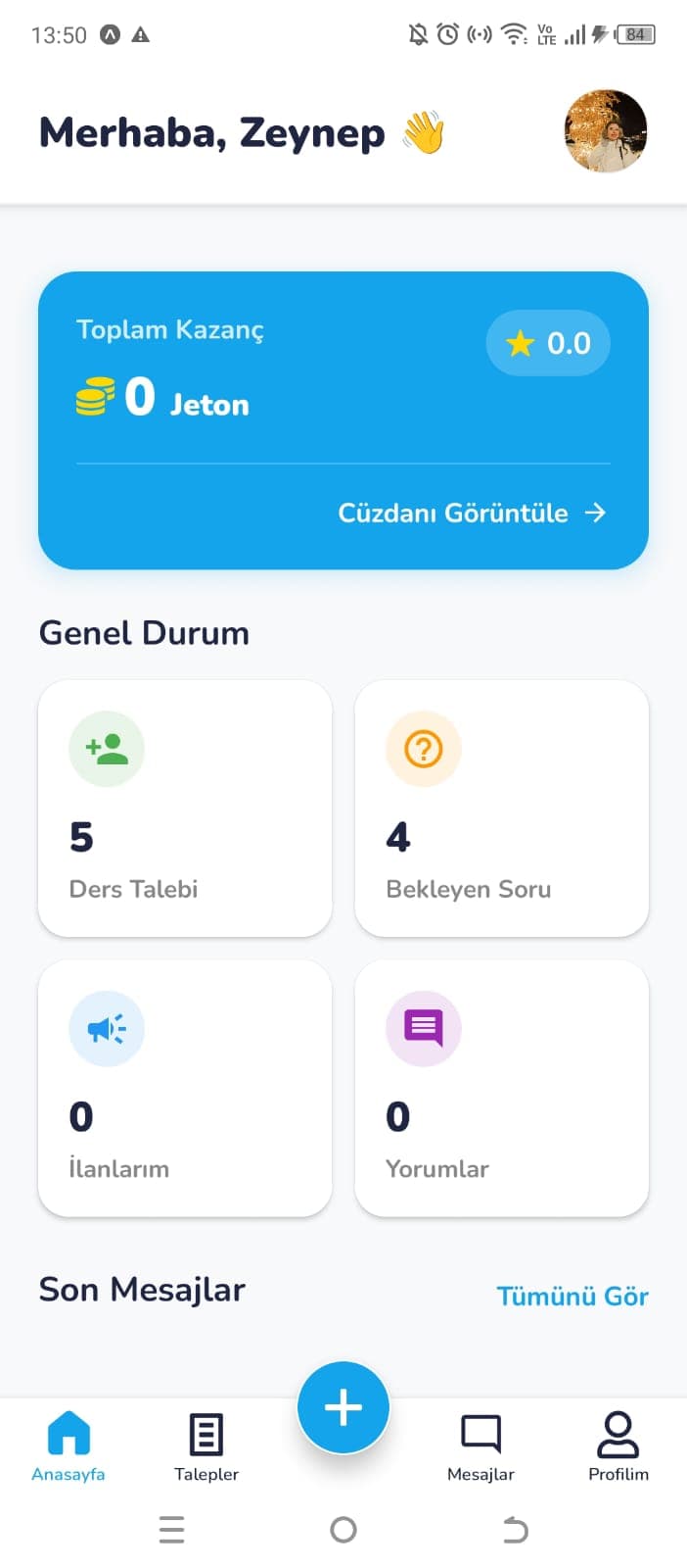 Öğrenci Köprüsü Mobil Uygulama Ana Ekranı